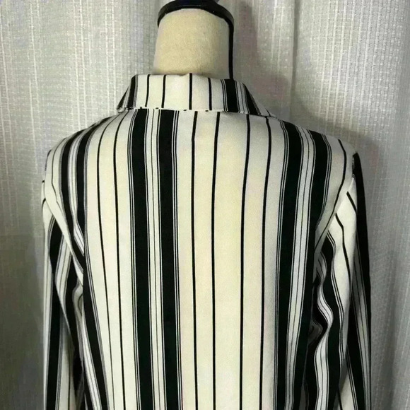 Beige By ECI Women’s Large Striped V Neck Tunic Long Sleeves Tassel Blouse - Picture 8 of 12